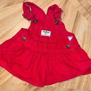 Baby Girls 6 Months Oshkosh Bigosh Red Corduroy Overall Dress